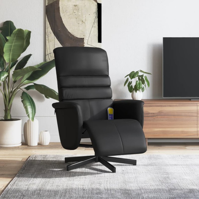 vidaXL Massagesessel mit Fußteil Schwarz Kunstleder vidaXL Massagesessel mit Fußteil Schwarz Kunstleder