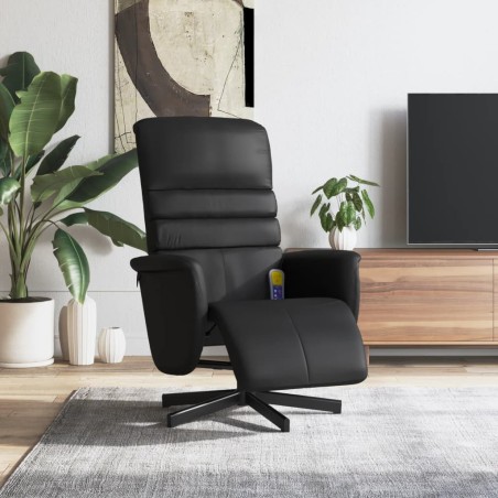 vidaXL Massagesessel mit Fußteil Schwarz Kunstleder
