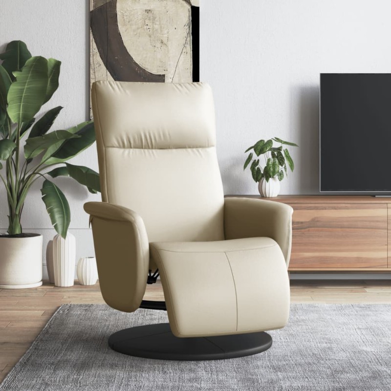 vidaXL Relaxsessel mit Fußteil Creme Kunstleder vidaXL Relaxsessel mit Fußteil Creme Kunstleder