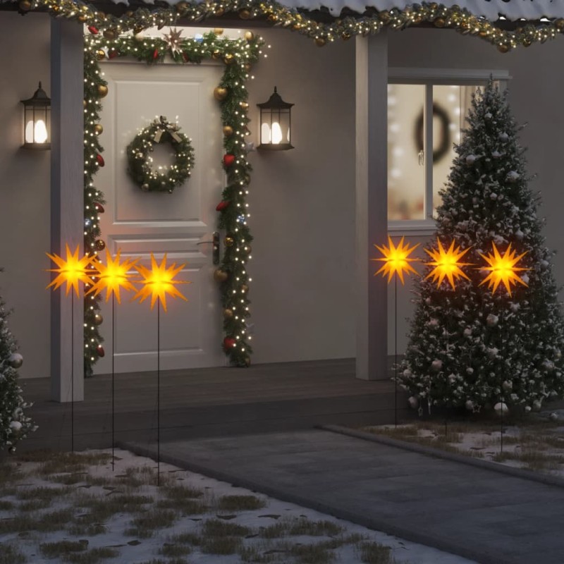 vidaXL LED-Weihnachtssterne 3 Stk. mit Erdspießen Faltbar Gelb 35 cm vidaXL LED-Weihnachtssterne 3 Stk. mit Erdspießen Faltbar Gelb 35 cm
