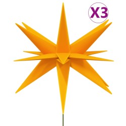 vidaXL LED-Weihnachtssterne 3 Stk. mit Erdspießen Faltbar Gelb 35 cm