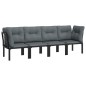 4-tlg. Garten-Lounge-Set Schwarz und Grau Poly Rattan 4-tlg. Garten-Lounge-Set Schwarz und Grau Poly Rattan