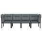 4-tlg. Garten-Lounge-Set Schwarz und Grau Poly Rattan 4-tlg. Garten-Lounge-Set Schwarz und Grau Poly Rattan
