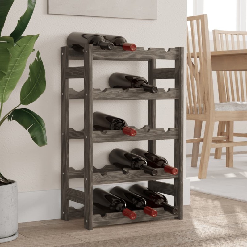 vidaXL Weinregal für 20 Flaschen Grau Massivholz Kiefer vidaXL Weinregal für 20 Flaschen Grau Massivholz Kiefer