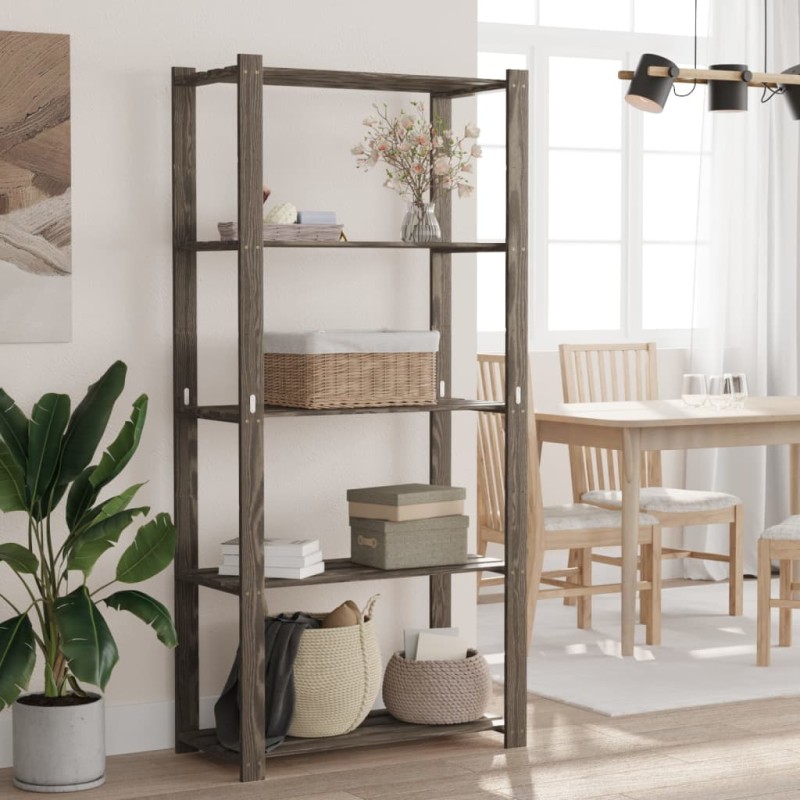 vidaXL Lagerregal mit 5 Böden Grau 80x38x170 cm Massivholz Kiefer vidaXL Lagerregal mit 5 Böden Grau 80x38x170 cm Massivholz Kiefer