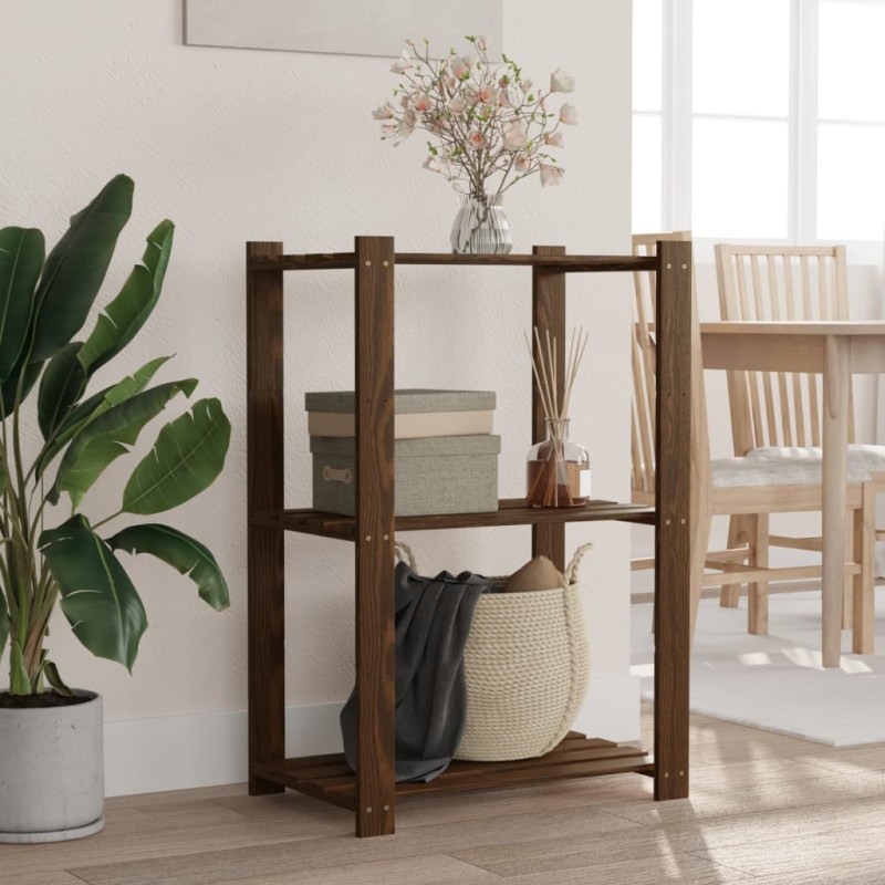 vidaXL Lagerregal mit 3 Böden Braun 60x38x90 cm Massivholz Kiefer vidaXL Lagerregal mit 3 Böden Braun 60x38x90 cm Massivholz Kiefer