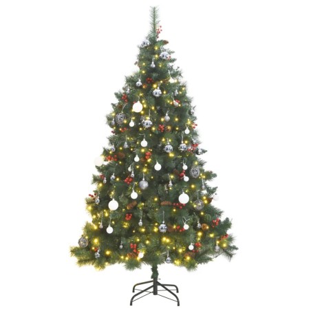vidaXL Künstlicher Weihnachtsbaum Klappbar 300 LEDs & Kugeln 210 cm