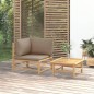 2-tlg. Garten-Lounge-Set mit Taupe Kissen Bambus 2-tlg. Garten-Lounge-Set mit Taupe Kissen Bambus