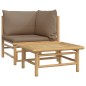 2-tlg. Garten-Lounge-Set mit Taupe Kissen Bambus 2-tlg. Garten-Lounge-Set mit Taupe Kissen Bambus