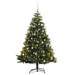 vidaXL Künstlicher Weihnachtsbaum Klappbar 300 LEDs & Kugeln 210 cm