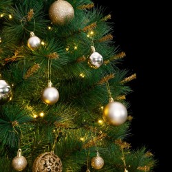 vidaXL Künstlicher Weihnachtsbaum Klappbar 300 LEDs & Kugeln 210 cm
