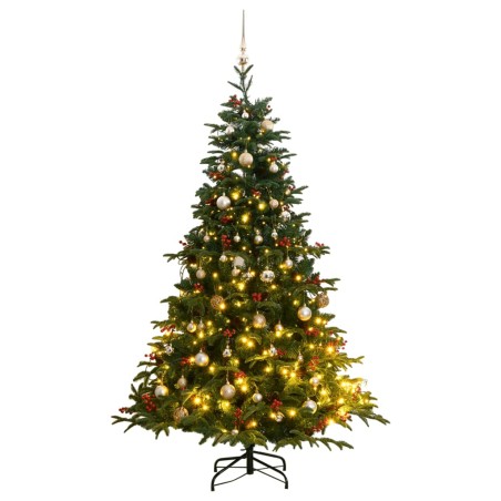 vidaXL Künstlicher Weihnachtsbaum Klappbar 300 LEDs & Kugeln 240 cm