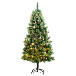vidaXL Künstlicher Weihnachtsbaum Klappbar 300 LEDs & Kugeln 240 cm