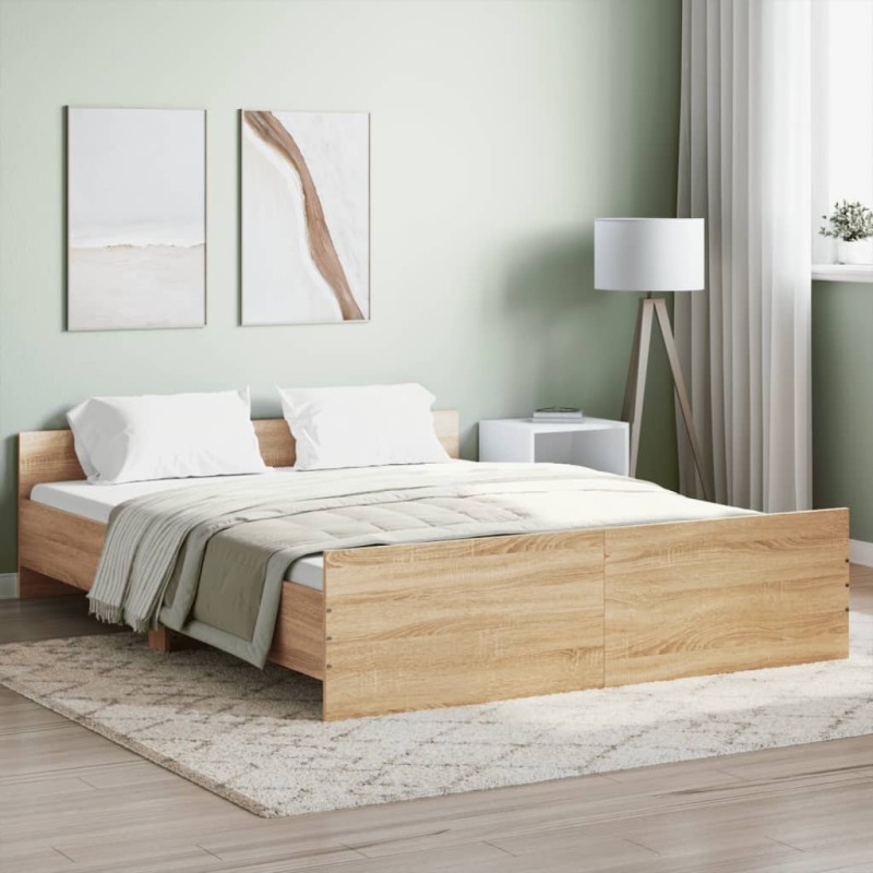vidaXL Bettgestell mit Kopf- und Fußteil Sonoma-Eiche 150x200 cm vidaXL Bettgestell mit Kopf- und Fußteil Sonoma-Eiche 150x200 cm
