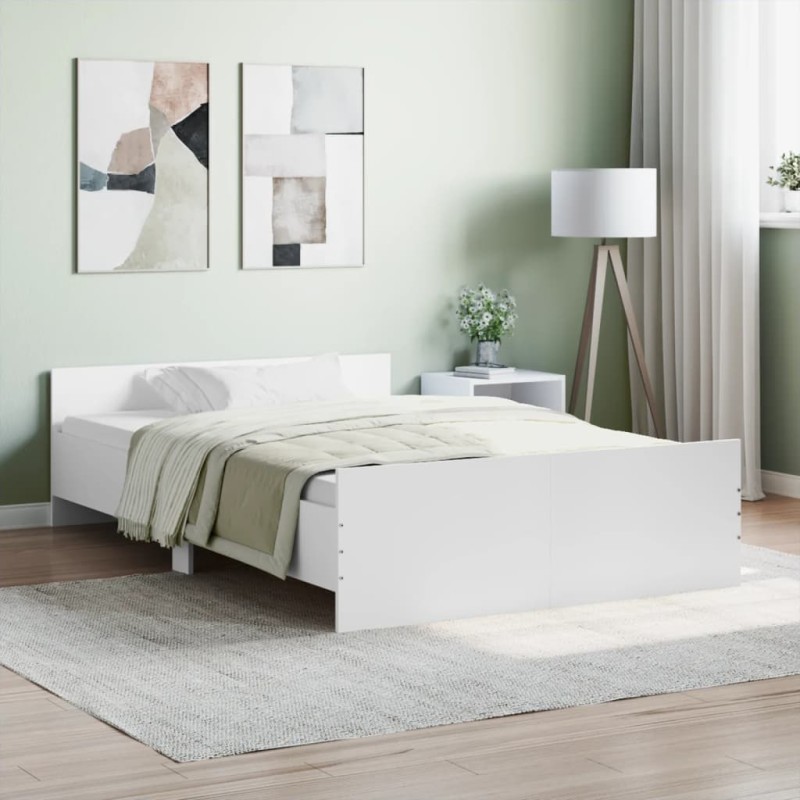 vidaXL Bettgestell mit Kopf- und Fußteil Weiß 120x190 cm vidaXL Bettgestell mit Kopf- und Fußteil Weiß 120x190 cm