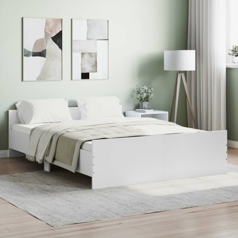 vidaXL Bettgestell mit Kopf- und Fußteil Weiß 135x190 cm vidaXL Bettgestell mit Kopf- und Fußteil Weiß 135x190 cm