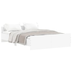 vidaXL Bettgestell mit Kopf- und Fußteil Weiß 135x190 cm