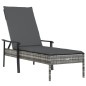 vidaXL Sonnenliegen 2 Stk. mit Tisch und Auflagen Grau Poly Rattan vidaXL Sonnenliegen 2 Stk. mit Tisch und Auflagen Grau Poly Rattan