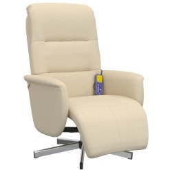 vidaXL Massagesessel mit Fußteil Creme Stoff