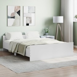 vidaXL Bettgestell mit Kopf- und Fußteil Weiß 140x190 cm
