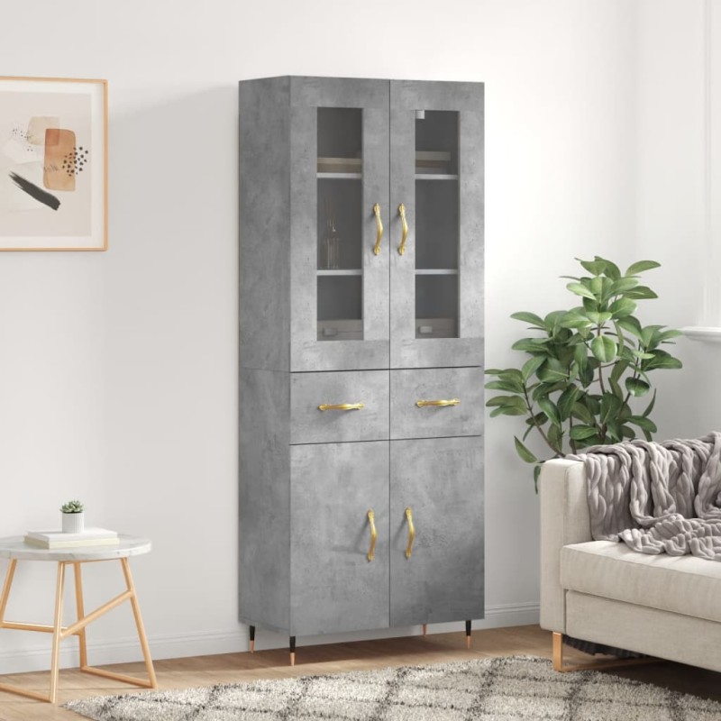 Highboard Betongrau 69,5x34x180 cm Holzwerkstoff Highboard Betongrau 69,5x34x180 cm Holzwerkstoff