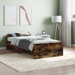 vidaXL Bettgestell Räuchereiche 90x200 cm Holzwerkstoff