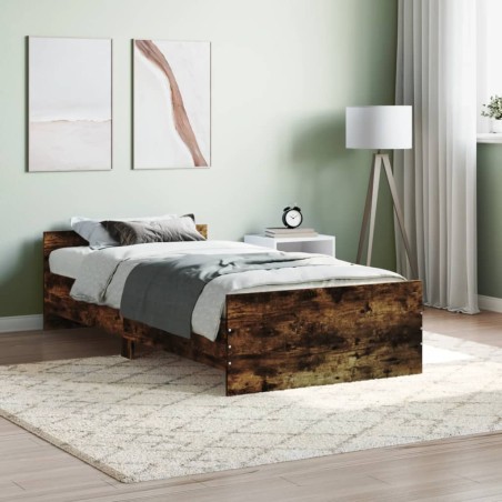 vidaXL Bettgestell Räuchereiche 90x200 cm Holzwerkstoff