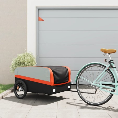 vidaXL Lastenanhänger Schwarz und Orange 45 kg Eisen