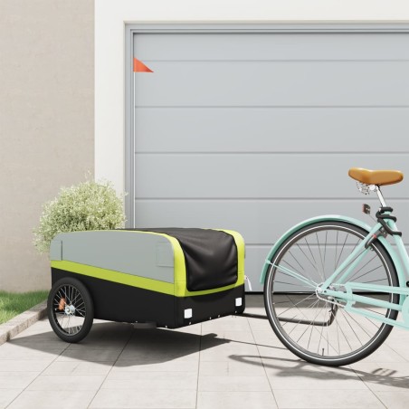 vidaXL Lastenanhänger für Fahrrad Schwarz und Grün 45 kg Eisen