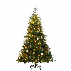 vidaXL Künstlicher Weihnachtsbaum Klappbar 300 LEDs & Kugeln 180 cm