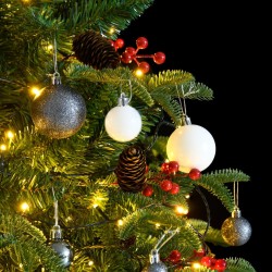 vidaXL Künstlicher Weihnachtsbaum Klappbar 300 LEDs & Kugeln 180 cm