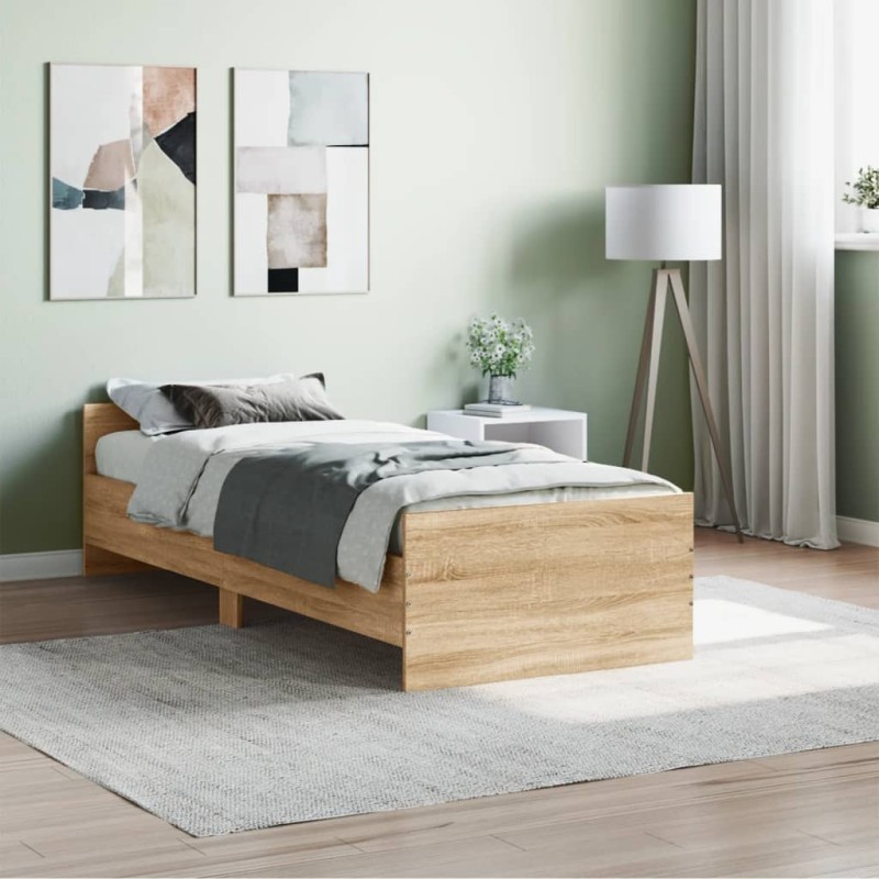 vidaXL Bettgestell Sonoma-Eiche 75x190 cm Holzwerkstoff vidaXL Bettgestell Sonoma-Eiche 75x190 cm Holzwerkstoff
