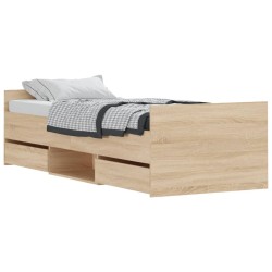 vidaXL Bettgestell mit Kopf- und Fußteil Sonoma-Eiche 75x190 cm