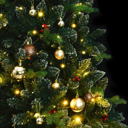 vidaXL Künstlicher Weihnachtsbaum Klappbar 300 LEDs & Kugeln 180 cm