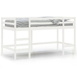vidaXL Kinderhochbett mit Leiter Weiß 90x200 cm Massivholz Kiefer