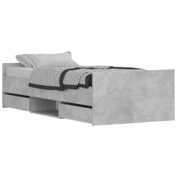 vidaXL Bettgestell mit Kopf- und Fußteil Betongrau 90x200 cm