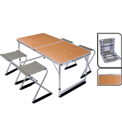 Redcliffs Campingtisch mit 4 Stühlen Klappbar 120x60x70 cm Braun