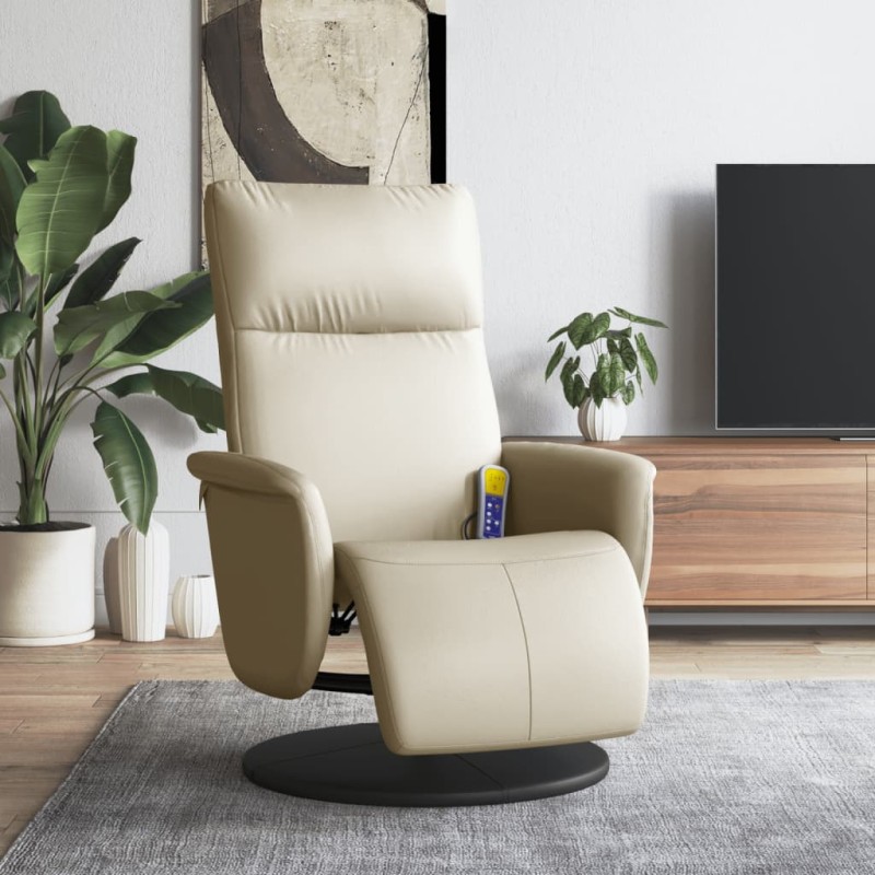 vidaXL Massagesessel mit Fußteil Creme Kunstleder vidaXL Massagesessel mit Fußteil Creme Kunstleder