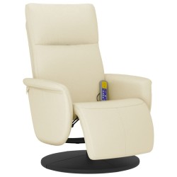 vidaXL Massagesessel mit Fußteil Creme Kunstleder