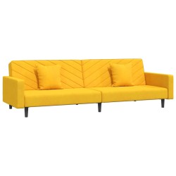 vidaXL Schlafsofa 2-Sitzer mit 2 Kissen Gelb Samt
