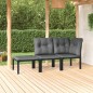 3-tlg. Garten-Lounge-Set Schwarz und Grau Poly Rattan 3-tlg. Garten-Lounge-Set Schwarz und Grau Poly Rattan