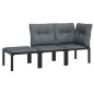 3-tlg. Garten-Lounge-Set Schwarz und Grau Poly Rattan 3-tlg. Garten-Lounge-Set Schwarz und Grau Poly Rattan