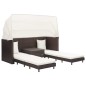 vidaXL Ausziehbares 3-Sitzer-Schlafsofa mit Dach Poly Rattan Braun vidaXL Ausziehbares 3-Sitzer-Schlafsofa mit Dach Poly Rattan Braun