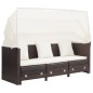 vidaXL Ausziehbares 3-Sitzer-Schlafsofa mit Dach Poly Rattan Braun vidaXL Ausziehbares 3-Sitzer-Schlafsofa mit Dach Poly Rattan Braun