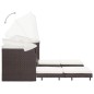 vidaXL Ausziehbares 3-Sitzer-Schlafsofa mit Dach Poly Rattan Braun vidaXL Ausziehbares 3-Sitzer-Schlafsofa mit Dach Poly Rattan Braun