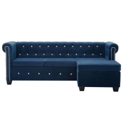 vidaXL Chesterfield Sofa L-förmig Samtbezug 199x142x72 cm Blau
