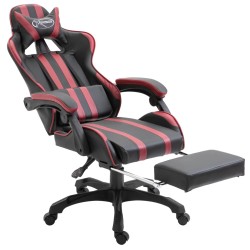 vidaXL Gaming-Stuhl mit Fußstütze Weinrot Kunstleder