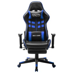 vidaXL Gaming-Stuhl mit Fußstütze Schwarz und Blau Kunstleder