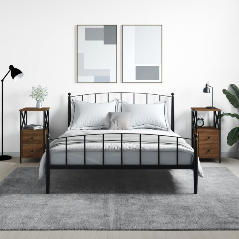 vidaXL Nachttische 2 Stk. Braun Eiche 34x35,5x70 cm Holzwerkstoff vidaXL Nachttische 2 Stk. Braun Eiche 34x35,5x70 cm Holzwerkstoff