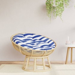 Kissen Rund Blau & Weiß Gestreift Ø 100x11 cm Oxford-Gewebe